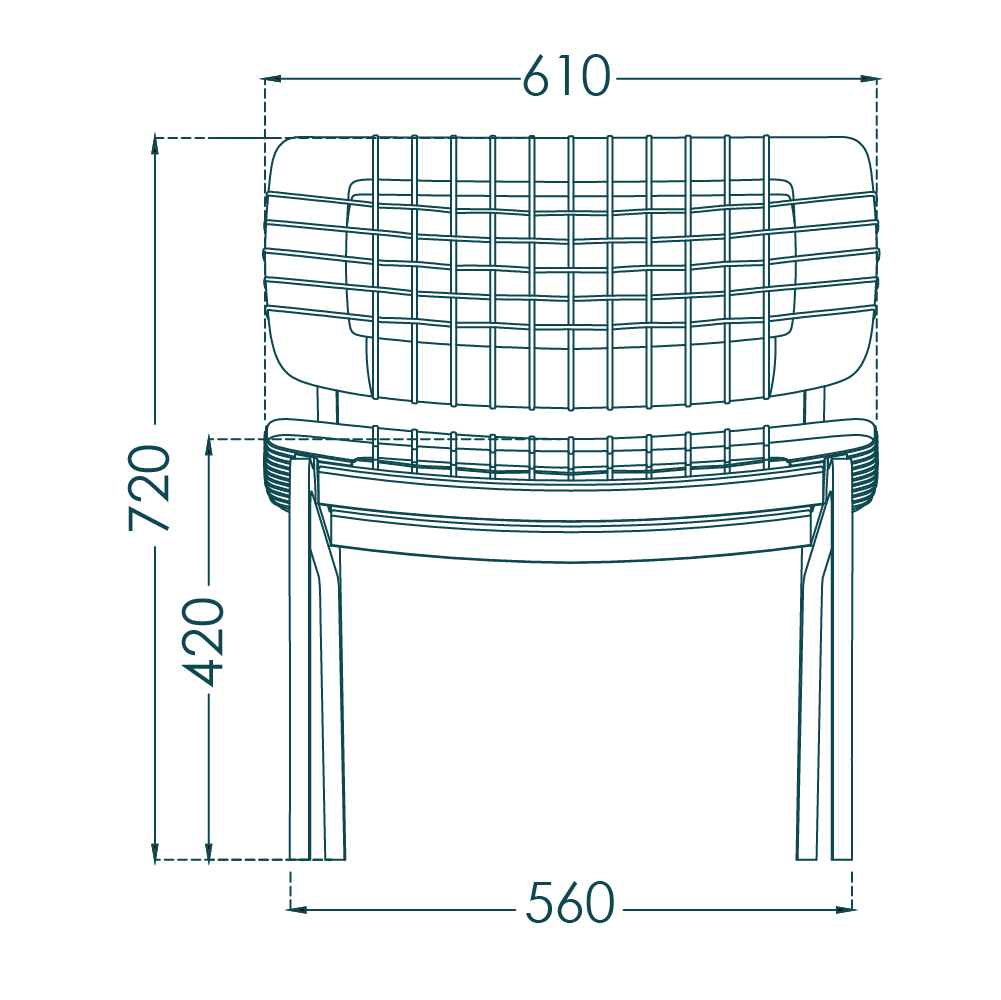 Asan Chair Leather Weave - drawing 1