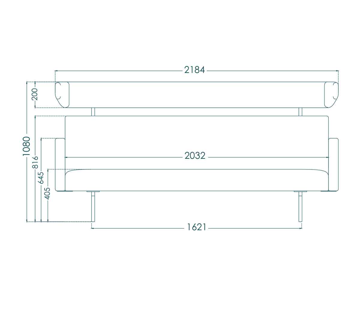 Asan Sofa High Back with Leather - drawing 1