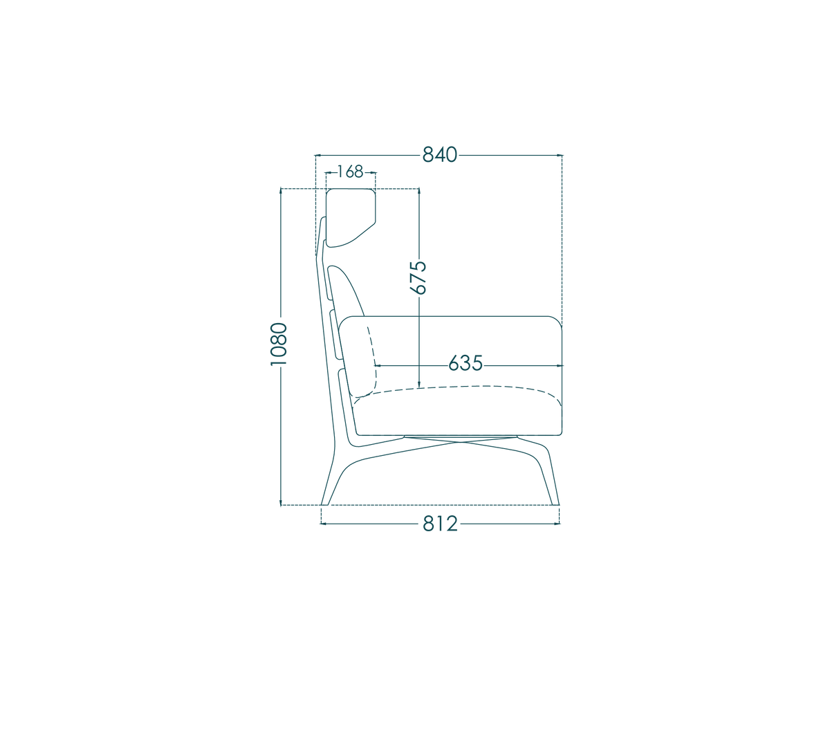 Asan Sofa High Back with Leather - drawing 2