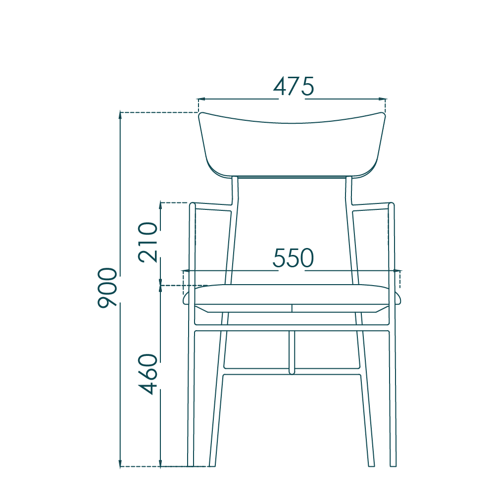 Golconde Arm Dining Chair - drawing 1