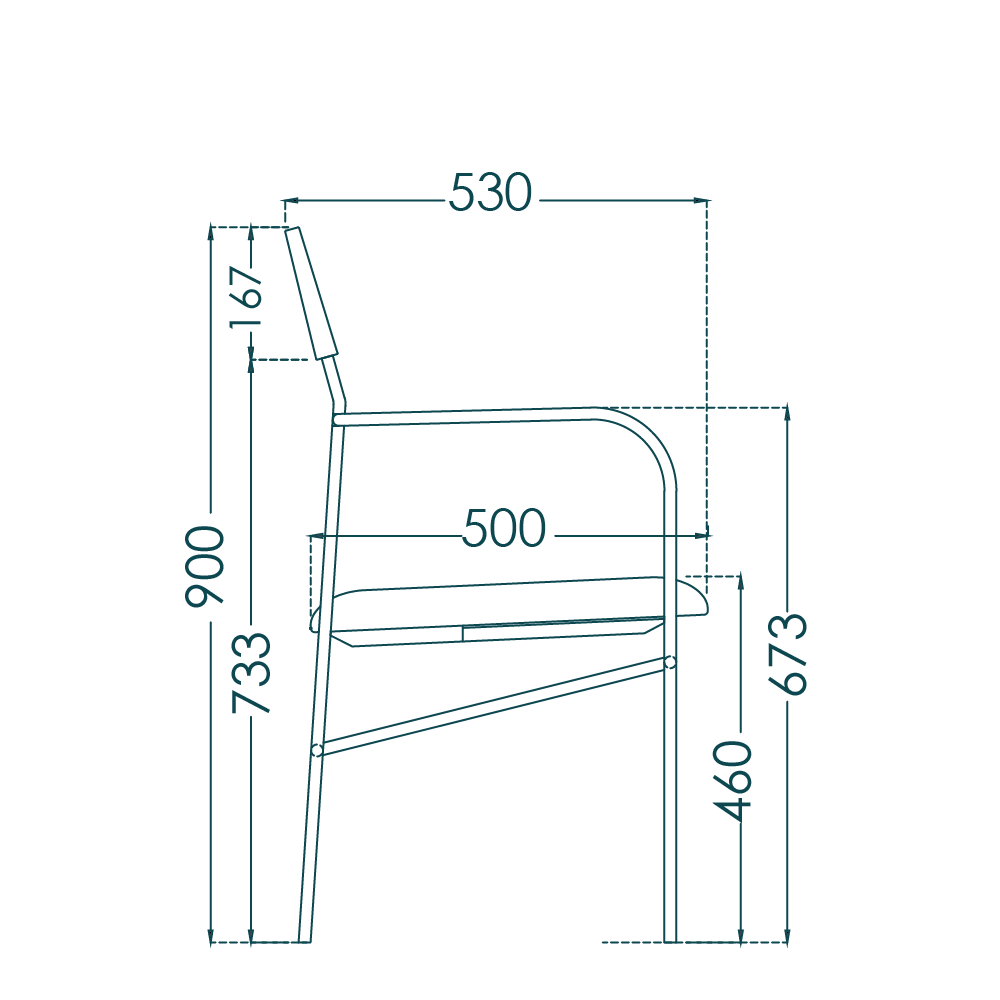 Golconde Arm Dining Chair - drawing 2
