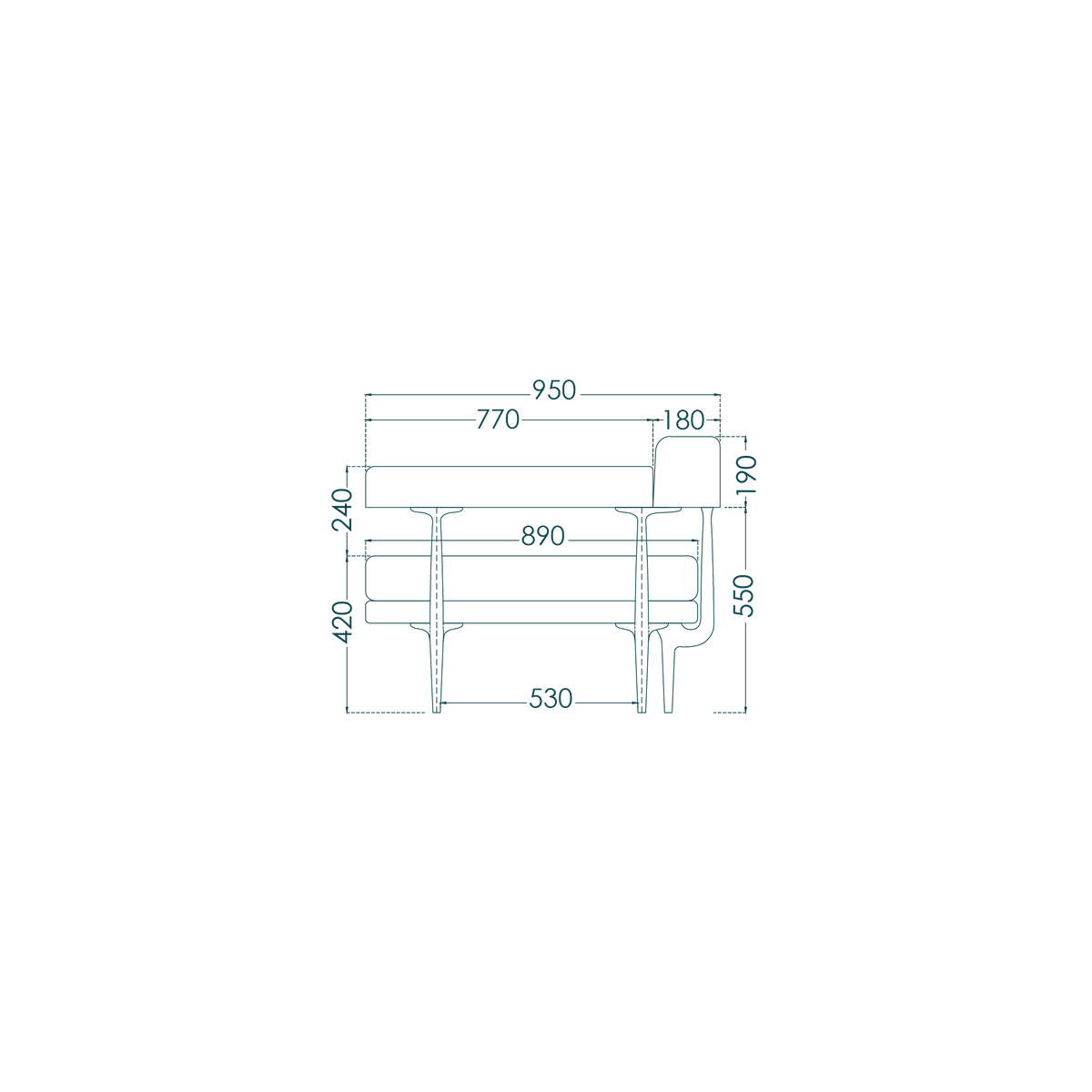 Noguchi 3-Seater Sofa - drawing 2