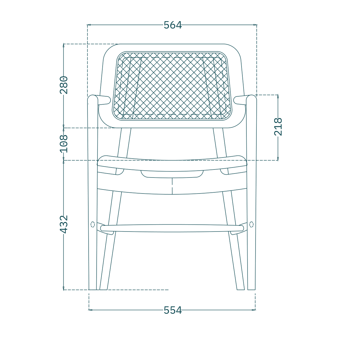 Sled Arm Chair - drawing 1