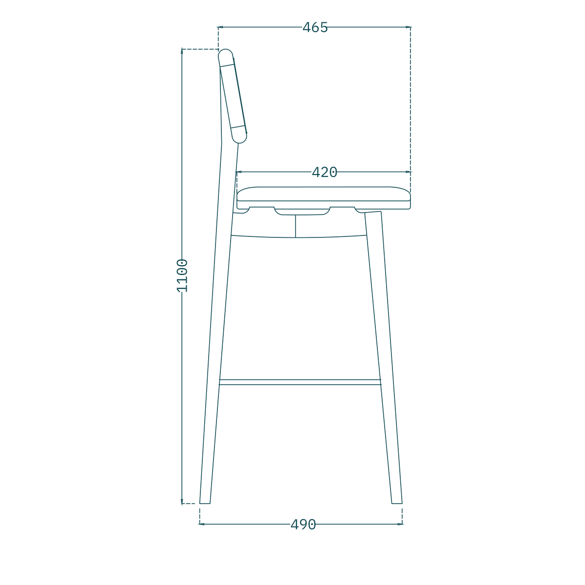 Sled High Bar Chair - drawing 2