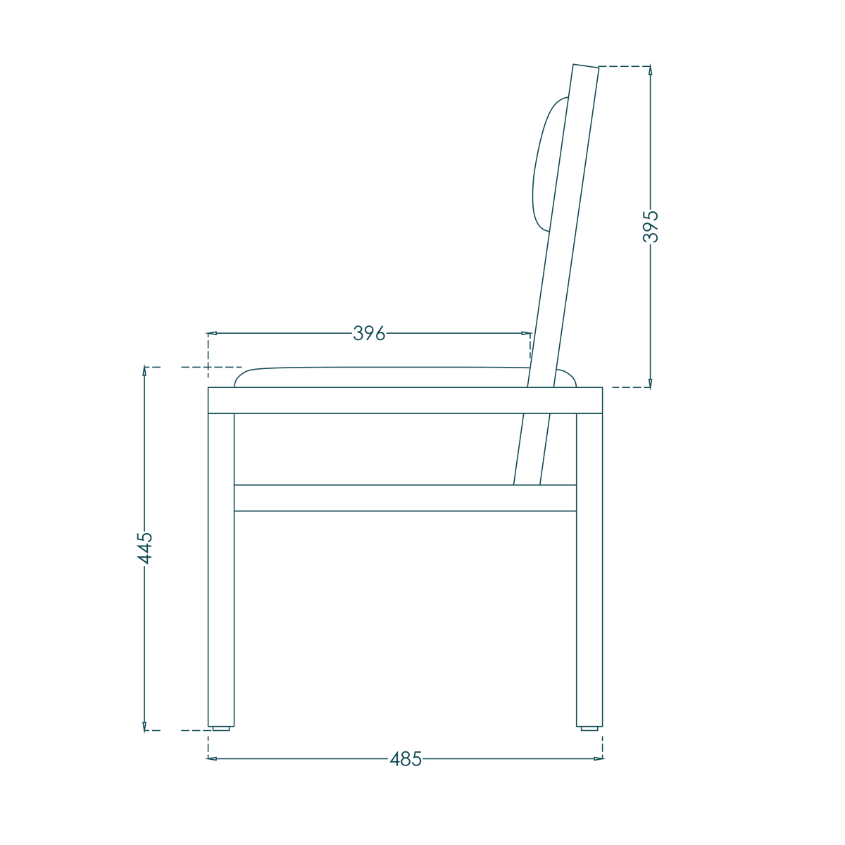Square Dining Chair - drawing 2