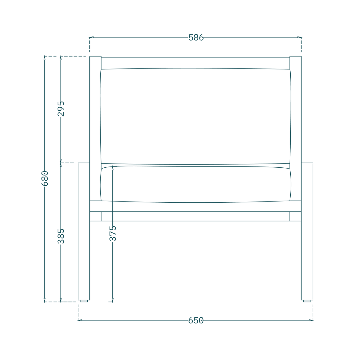 Square Easy Chair - drawing 1